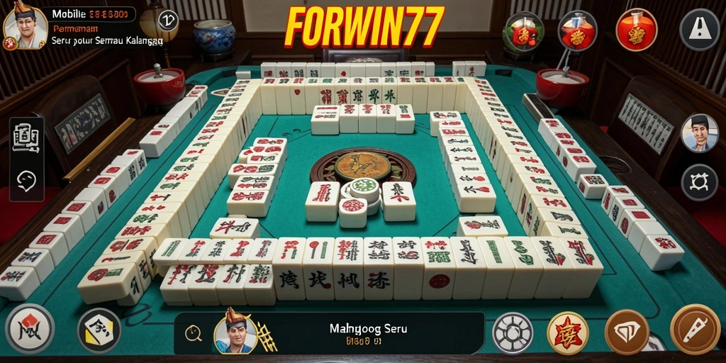 Tangkapan layar utama gameplay <strong>FORWIN77</strong> menampilkan suasana permainan Mahjong yang menarik.