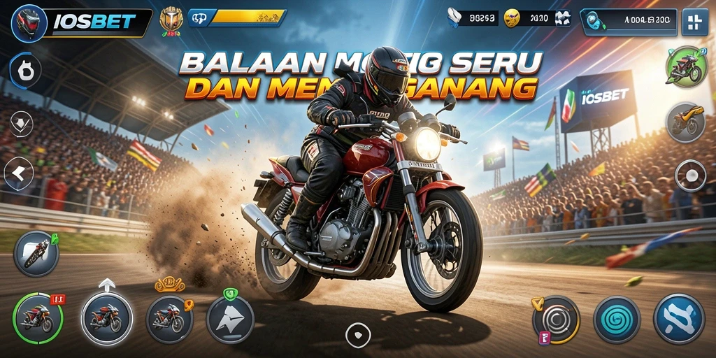 Tampilan gameplay balapan motor yang mendebarkan di IOSBET.