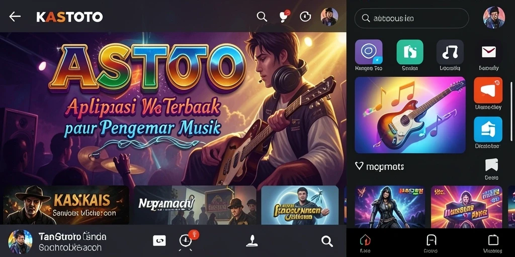 Screenshot KASTOTO menampilkan antarmuka permainan musik yang menarik.