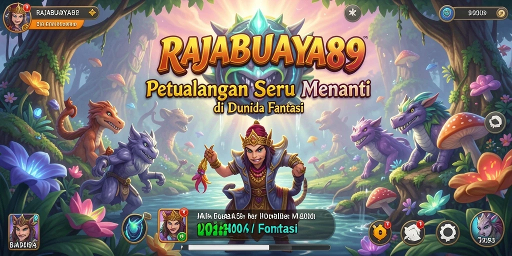 Screenshot menampilkan aksi seru dalam RAJABUAYA89 dengan karakter yang berpetualang di dunia fantasi.